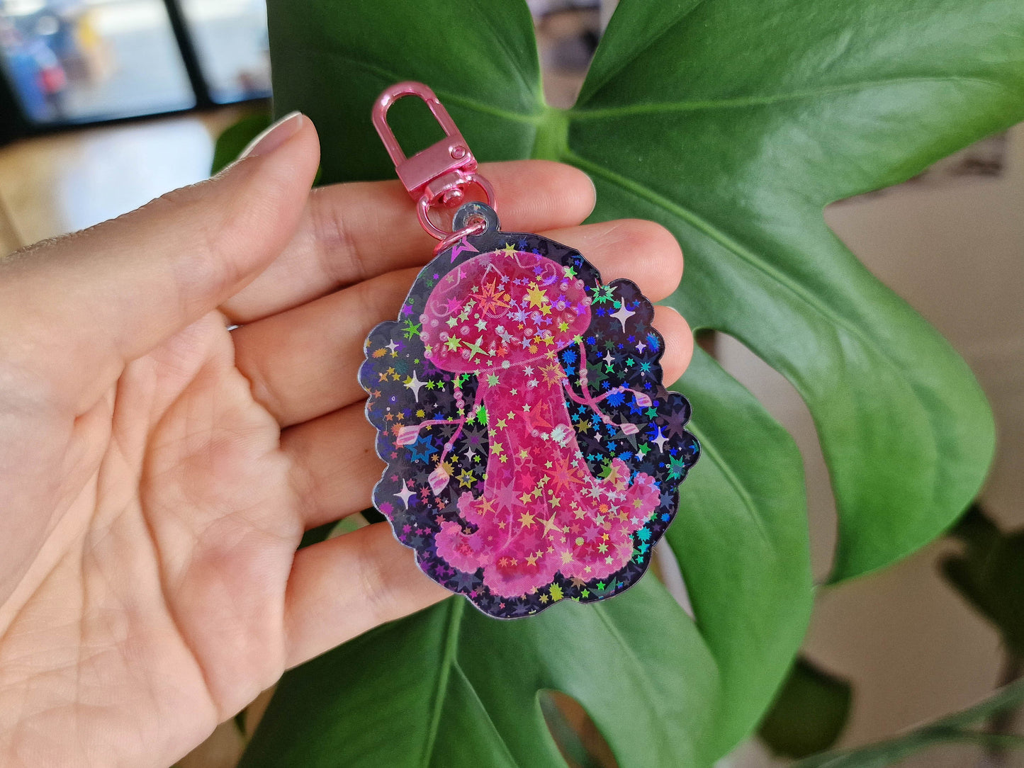 Pink Jellyfish - Acrylic Keychain
