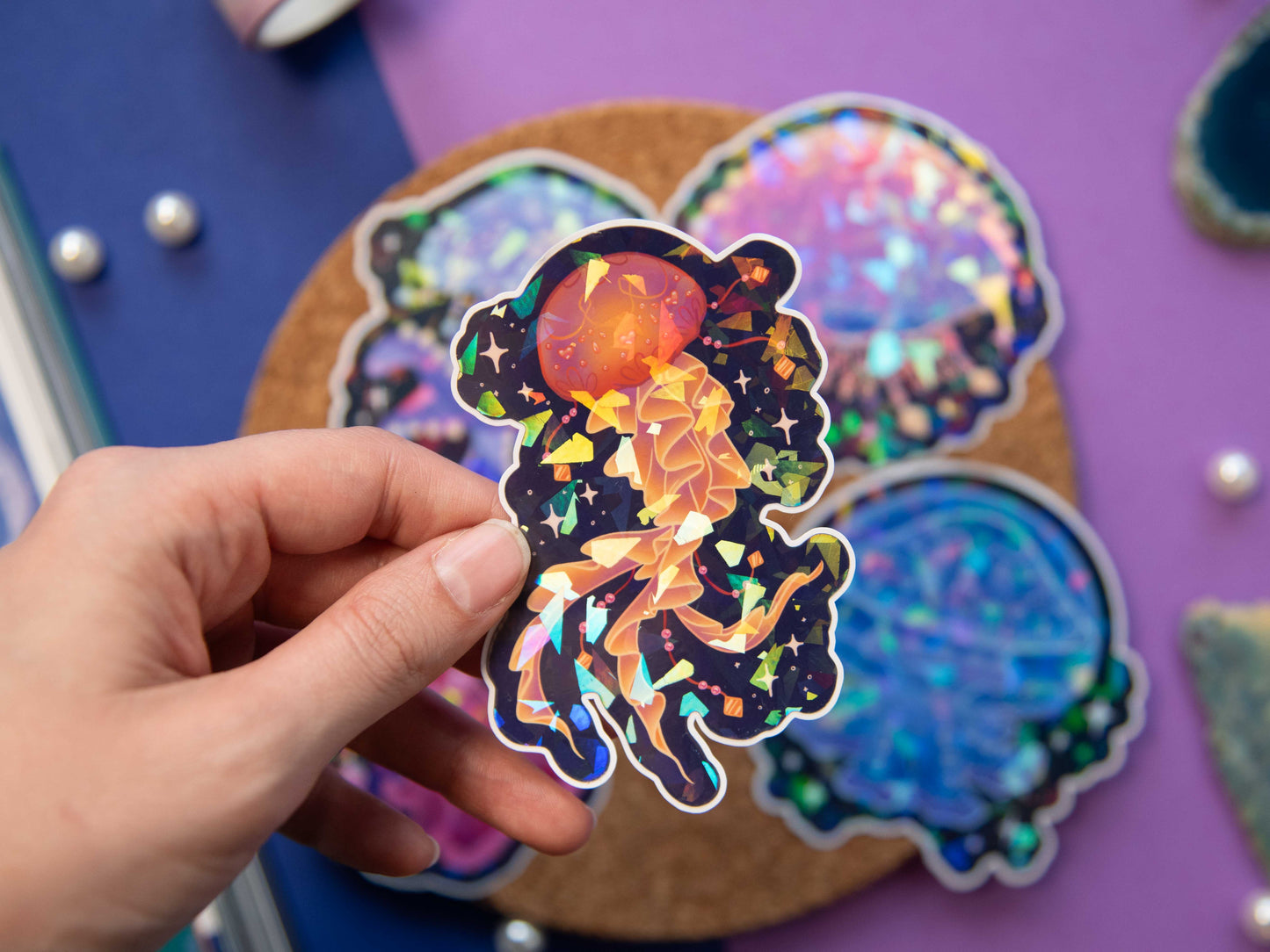 Dazzling Jellyfish - Jumbo Holo Stickers