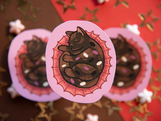 Chocolate "Bonbon" the Cat - Matte Sticker Flake