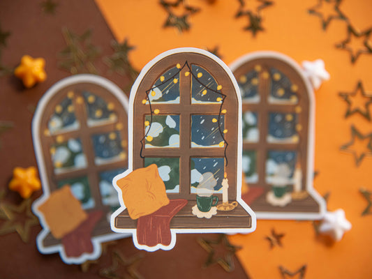 Cozy Winter's Window - Matte Sticker Flake