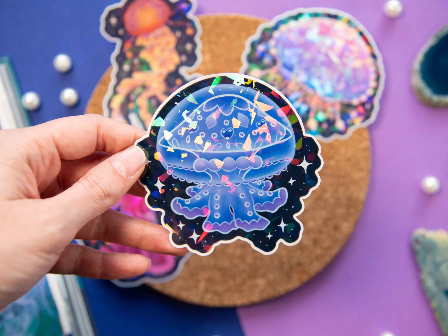 Dazzling Jellyfish - Jumbo Holo Stickers