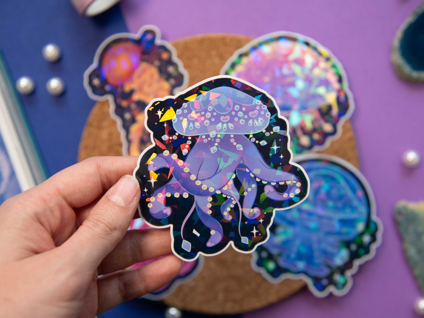 Dazzling Jellyfish - Jumbo Holo Stickers