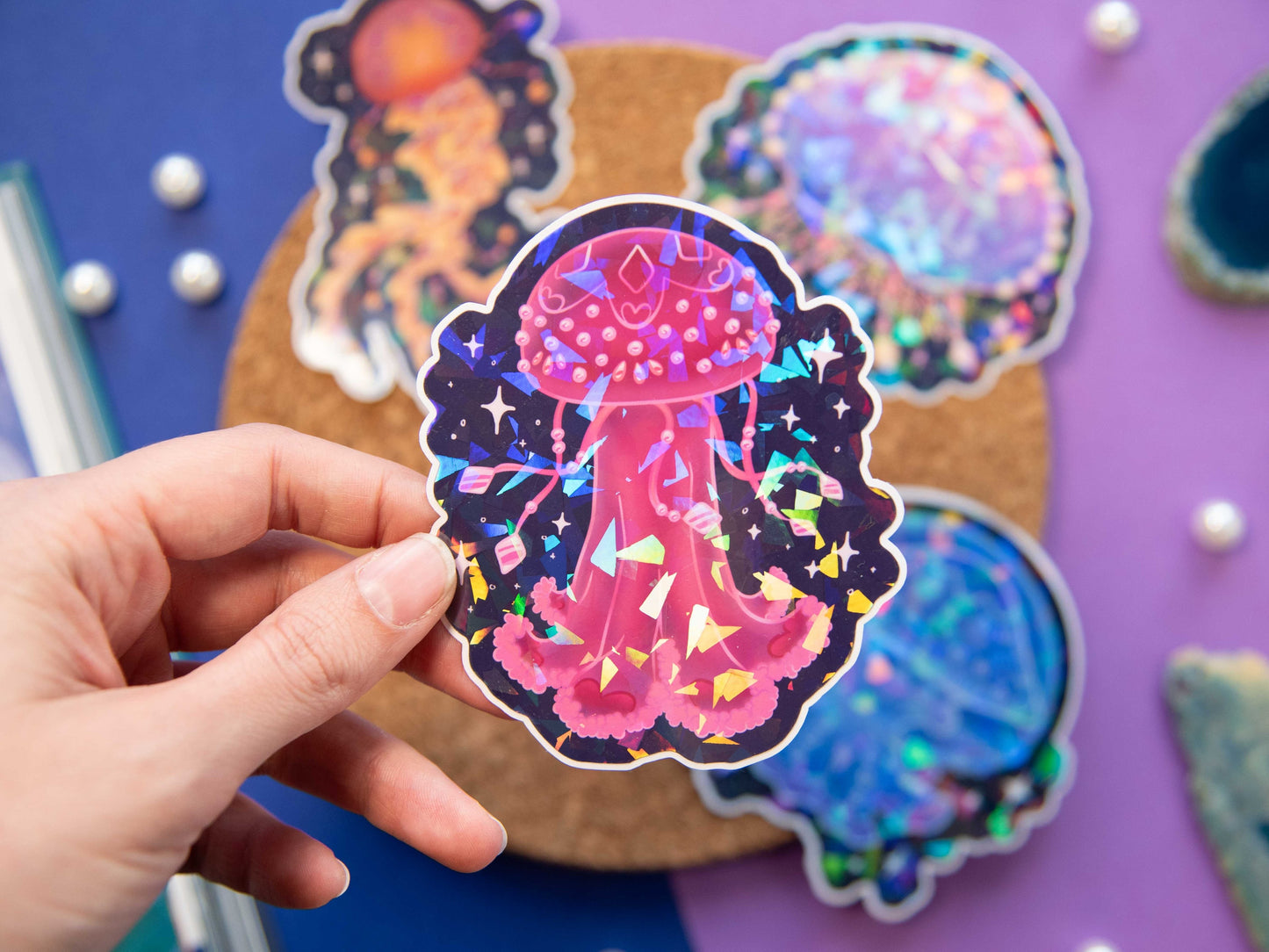 Dazzling Jellyfish - Jumbo Holo Stickers