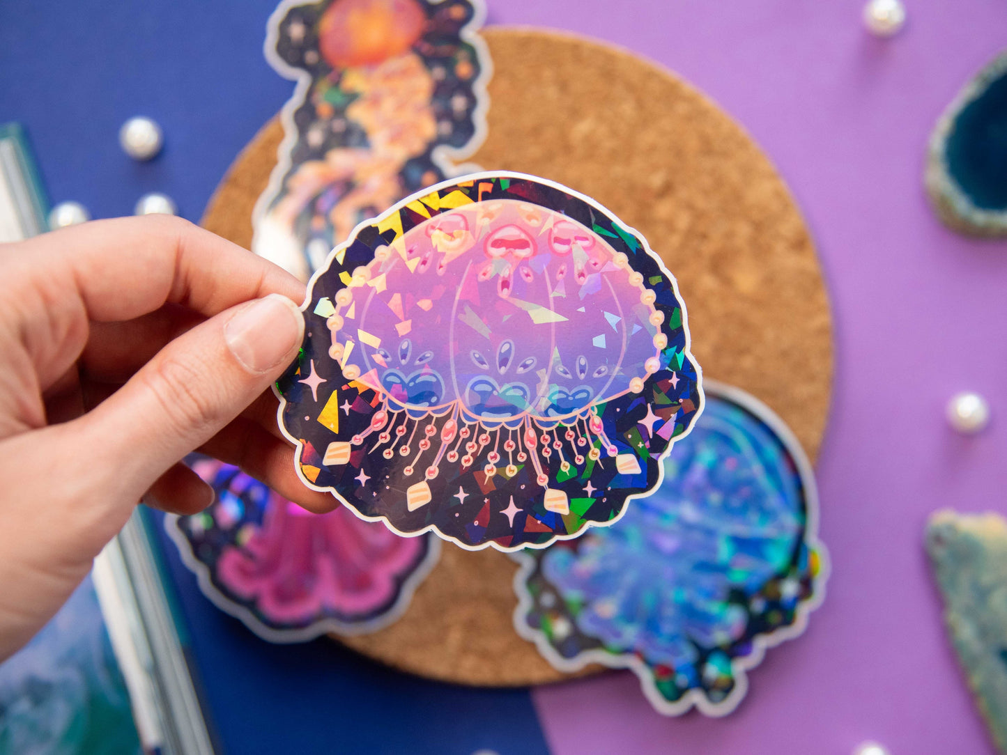 Dazzling Jellyfish - Jumbo Holo Stickers