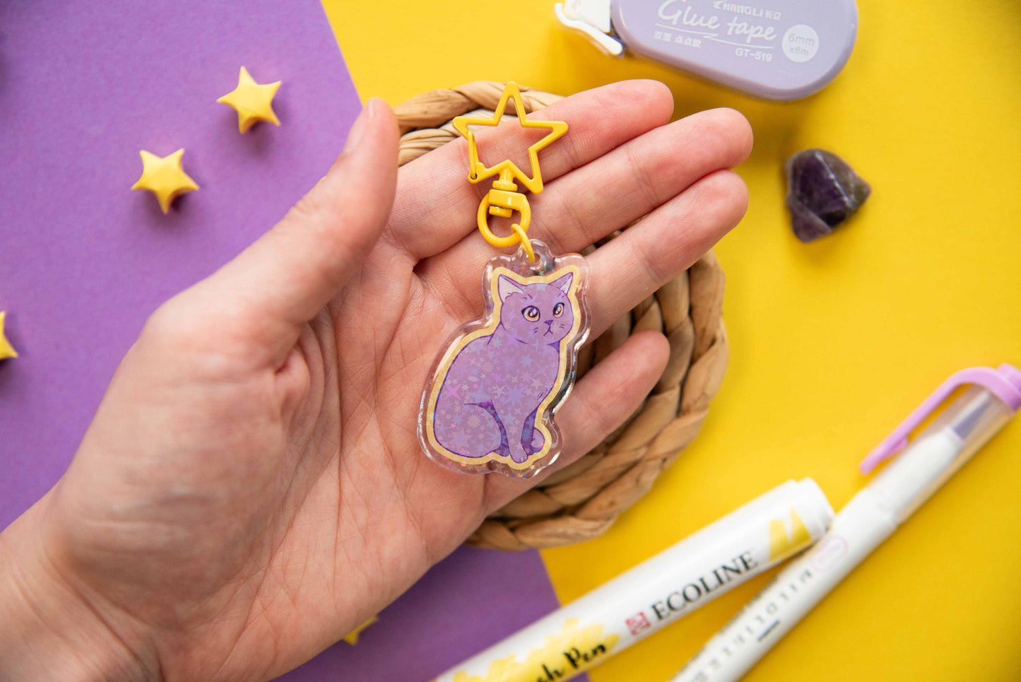 Artemis the Lilac Cat - Acrylic Keychain