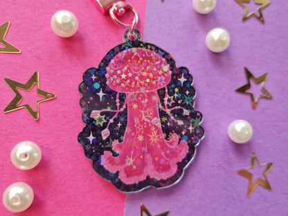 Pink Jellyfish - Acrylic Keychain
