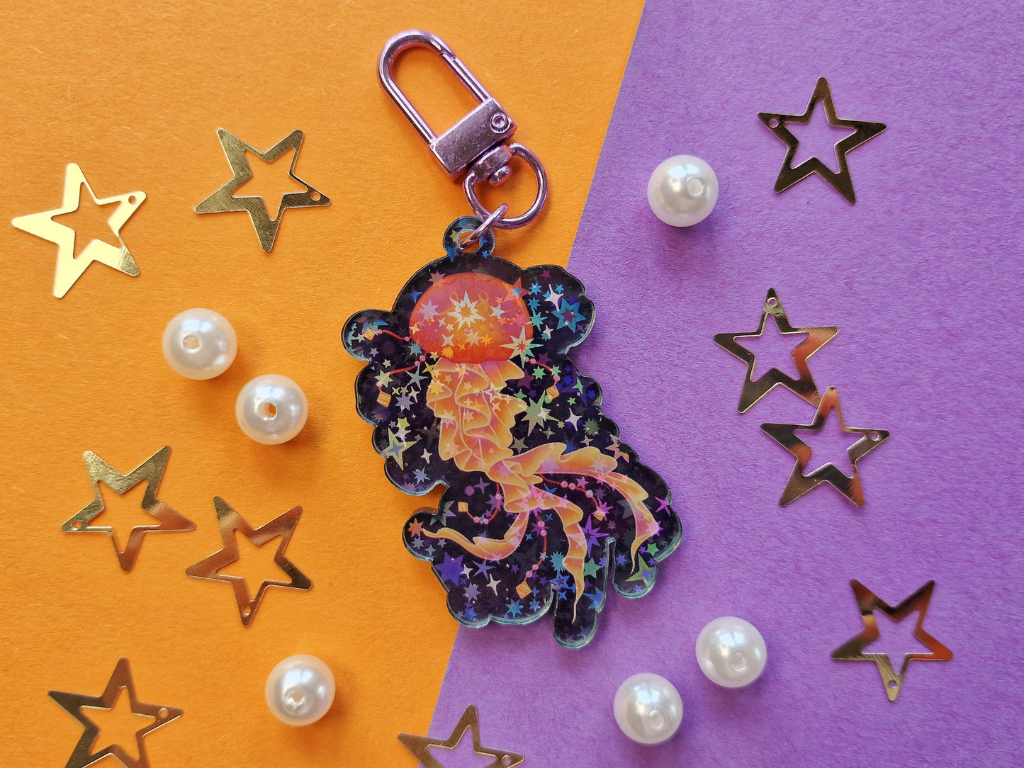 Orange Jellyfish - Acrylic Keychain