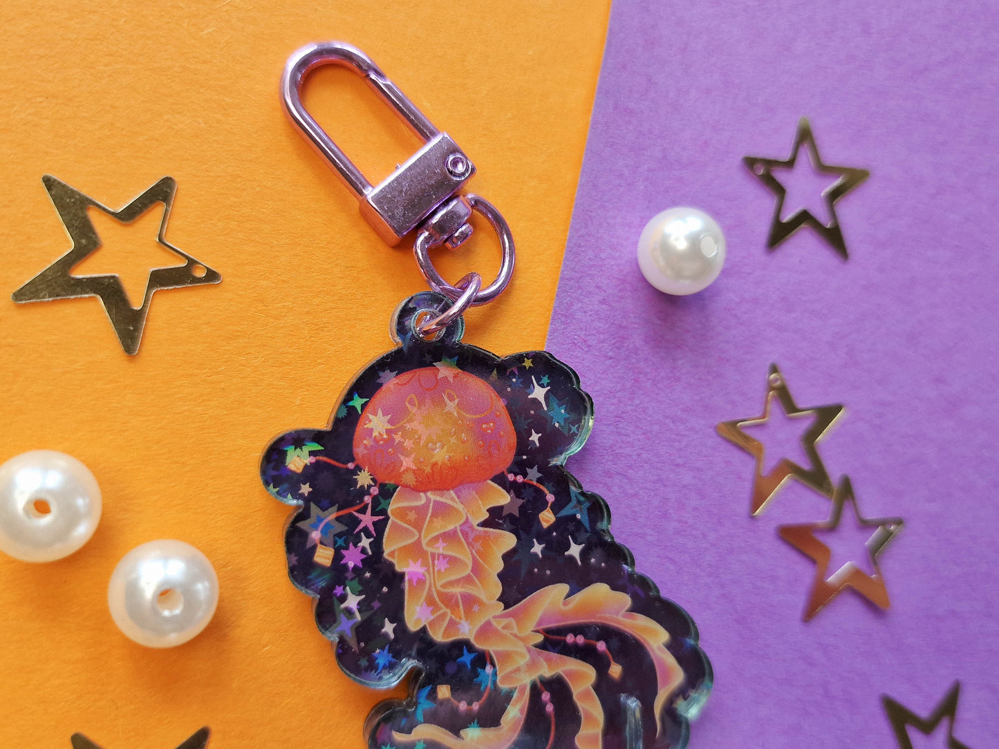 Orange Jellyfish - Acrylic Keychain