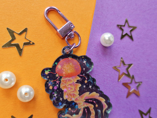 Orange Jellyfish - Acrylic Keychain