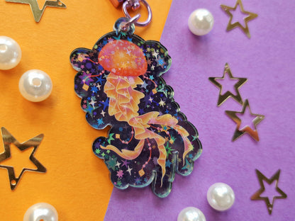 Orange Jellyfish - Acrylic Keychain