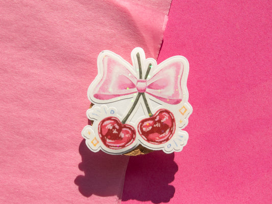 Coquette Cherry Bow - Holo Sticker