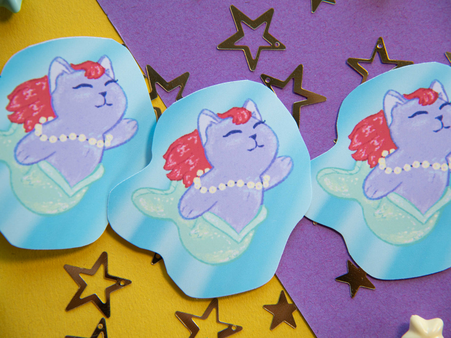 Mermaid Cat: Artemis the Witch's Familiar - Matte Sticker Flake