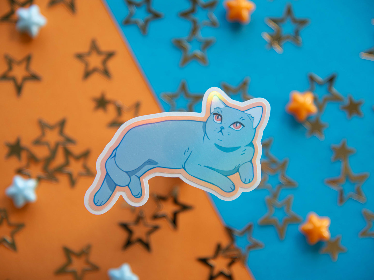 Luna the Blue Cat - Holo Sticker
