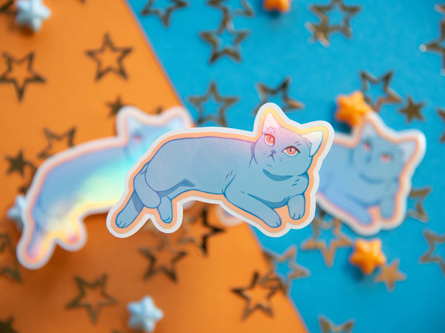 Luna the Blue Cat - Holo Sticker