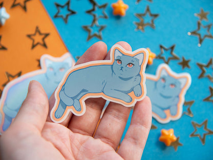 Luna the Blue Cat - Holo Sticker