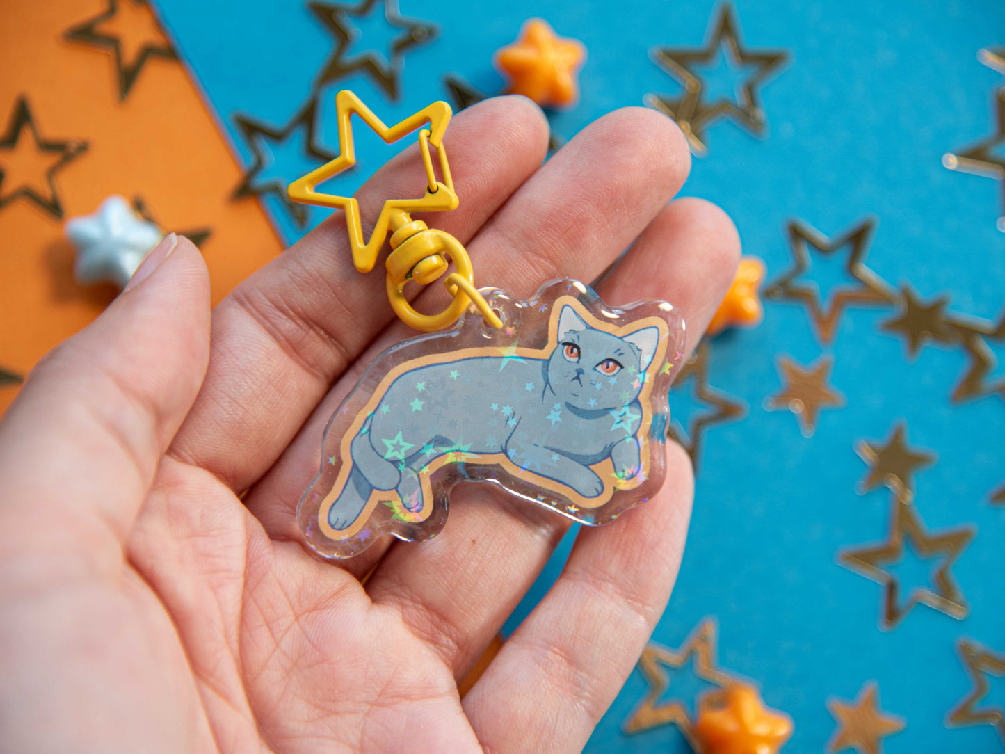 Luna the Blue Cat - Acrylic Keychain