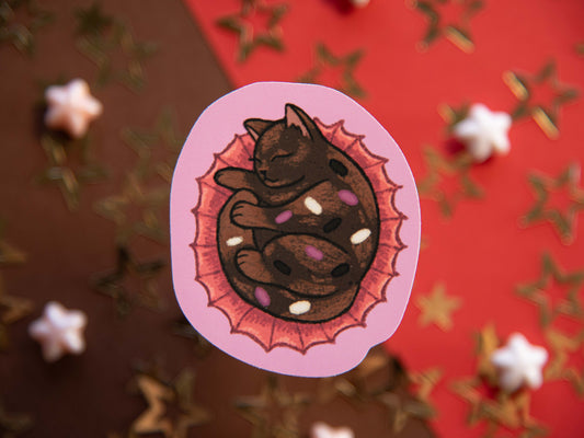 Chocolate "Bonbon" the Cat - Matte Sticker Flake