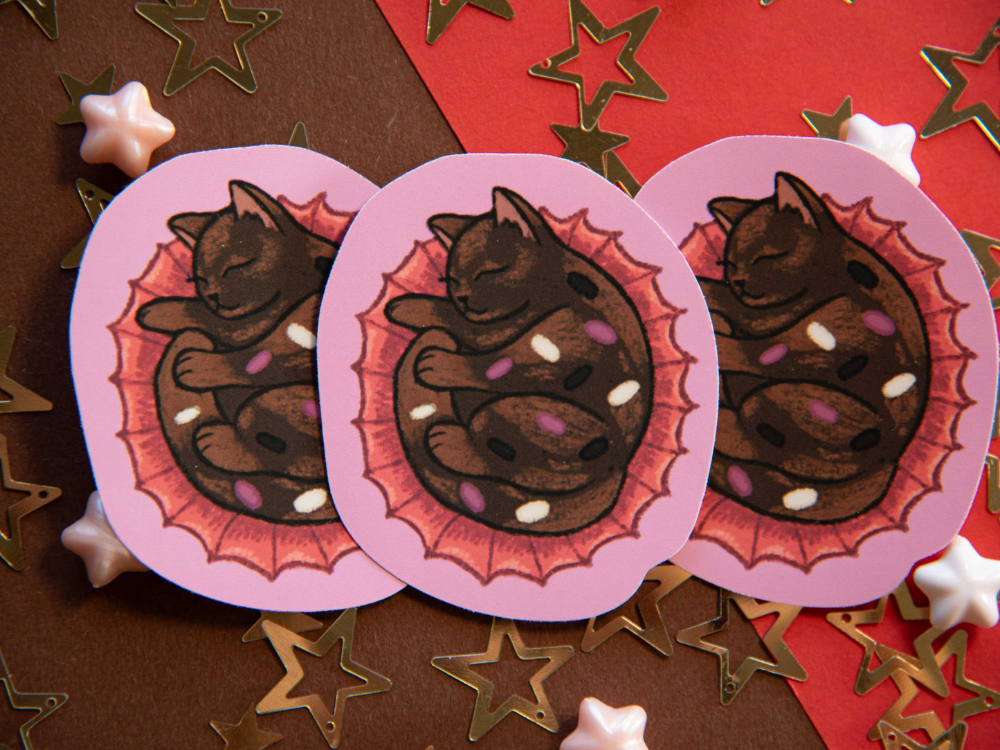 Chocolate "Bonbon" the Cat - Matte Sticker Flake