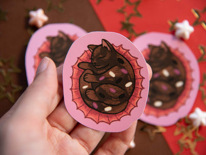 Chocolate "Bonbon" the Cat - Matte Sticker Flake