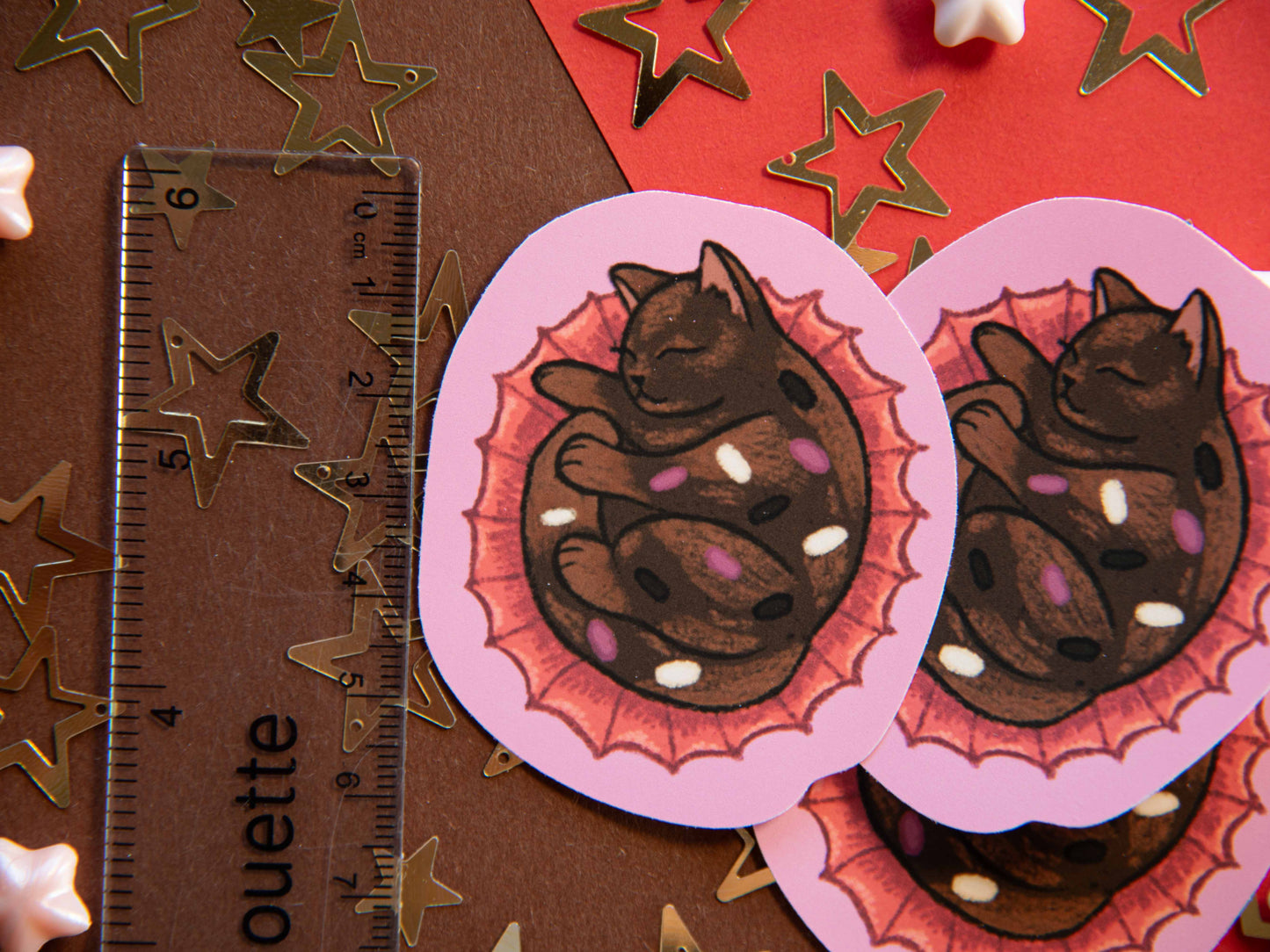 Chocolate "Bonbon" the Cat - Matte Sticker Flake