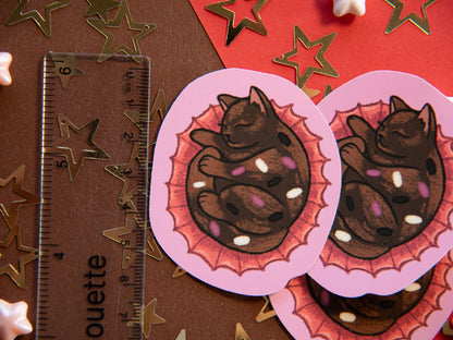 Chocolate "Bonbon" the Cat - Matte Sticker Flake