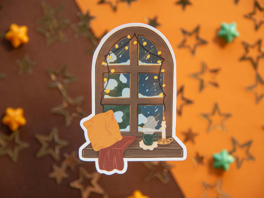 Cozy Winter's Window - Matte Sticker Flake