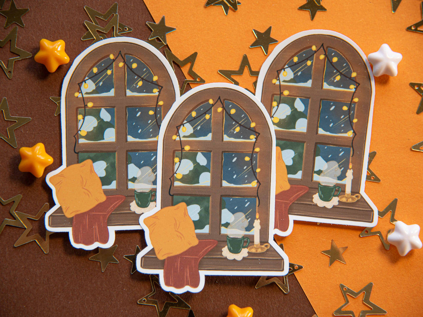 Cozy Winter's Window - Matte Sticker Flake