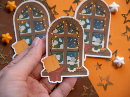 Cozy Winter's Window - Matte Sticker Flake