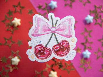 Coquette Cherry Bow - Holo Sticker