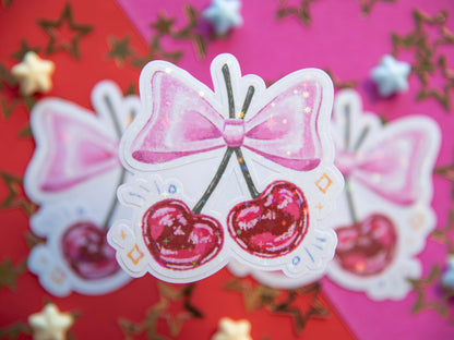 Coquette Cherry Bow - Holo Sticker