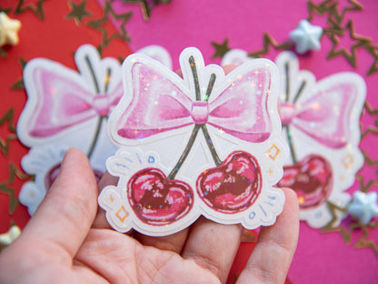 Coquette Cherry Bow - Holo Sticker