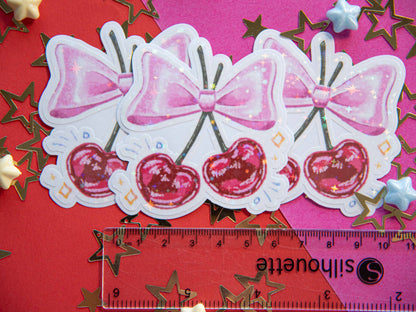 Coquette Cherry Bow - Holo Sticker