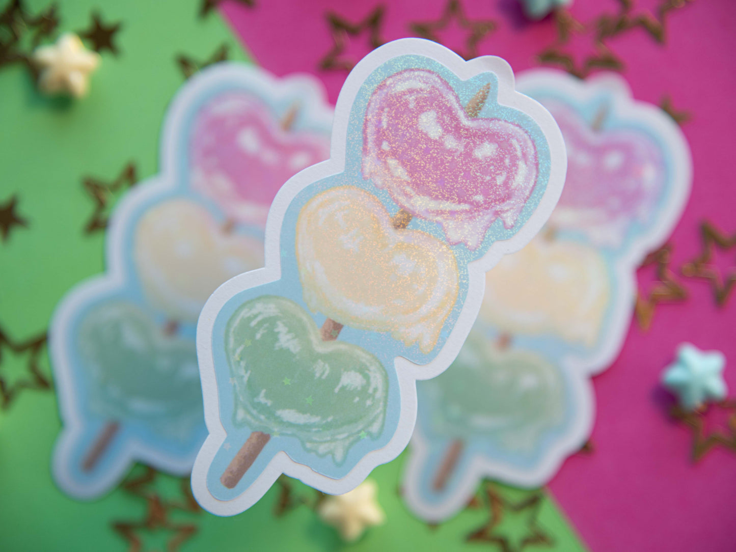 Heart Dango Tricolor - Holo Sticker