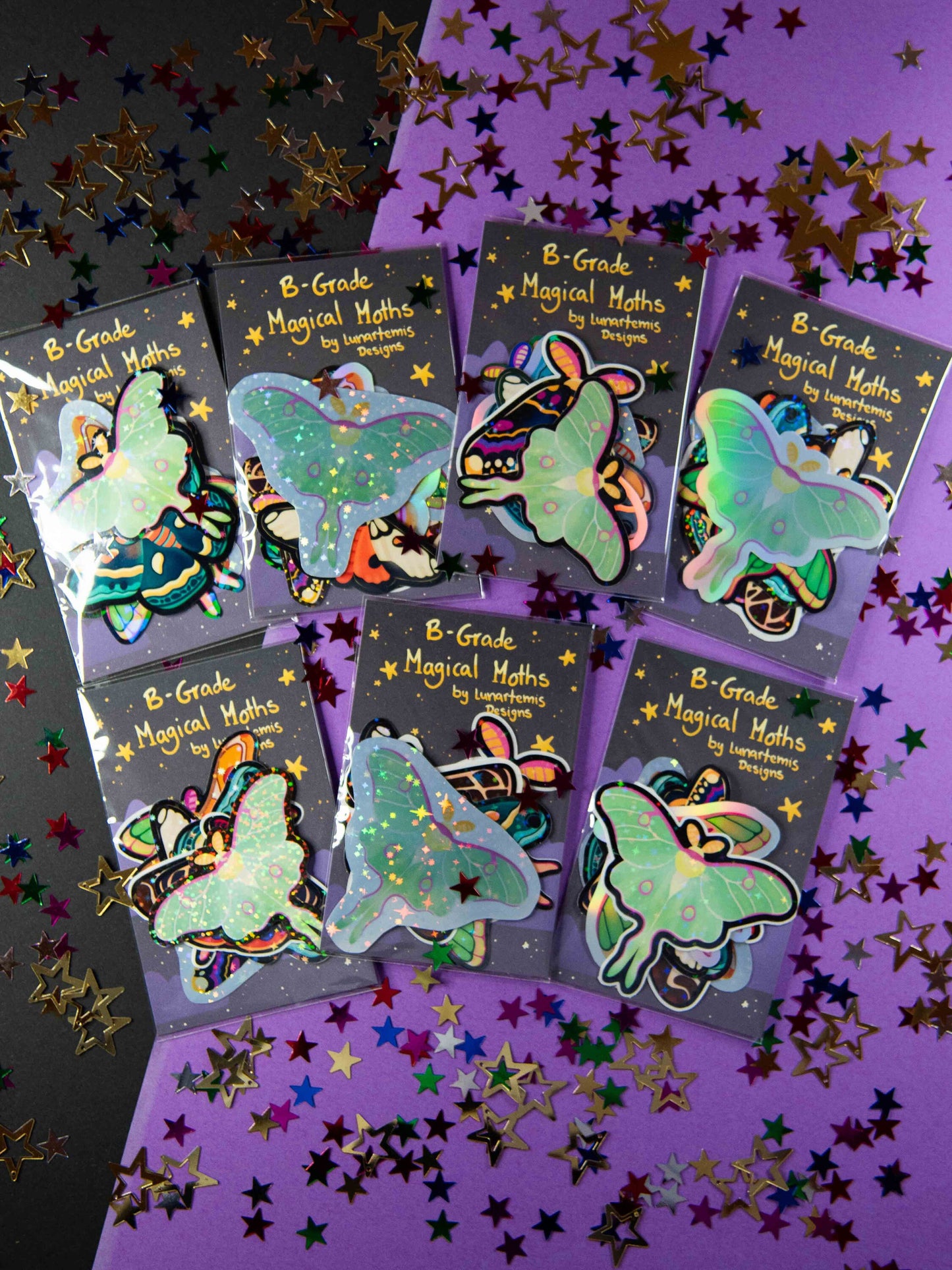Magical Moths - Holo Stickers - B-Grade