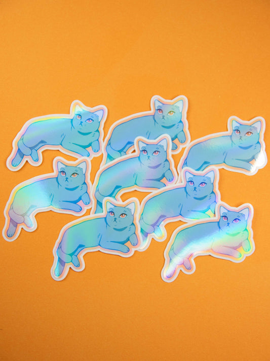 Luna the Blue Cat - Holo Sticker