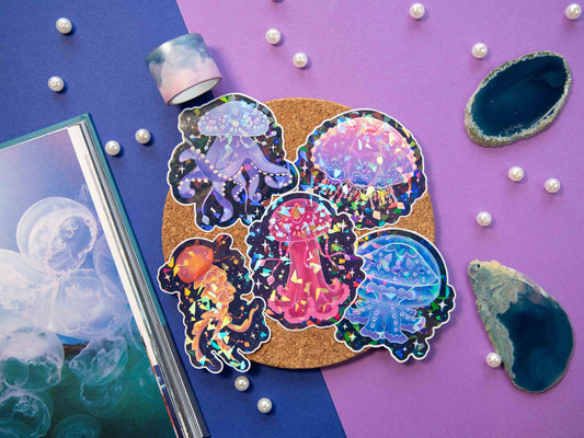 Dazzling Jellyfish - Jumbo Holo Stickers