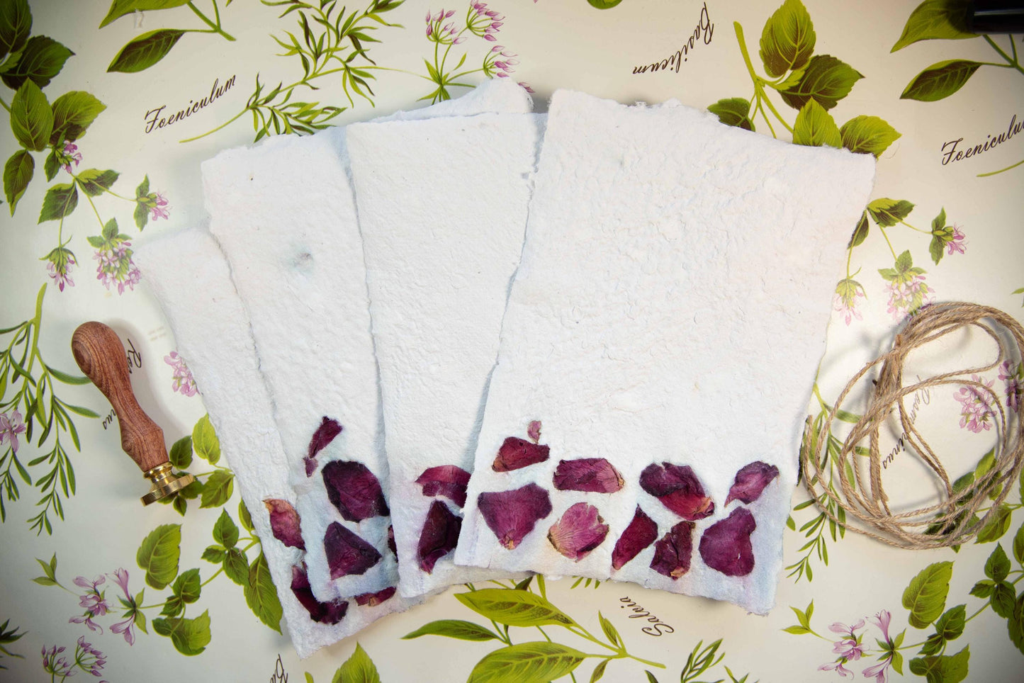 Rose Petal Handmade Paper - 4 Sheets Set