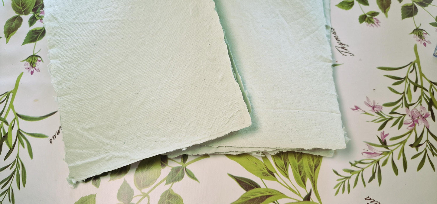 Light Green Handmade Paper - 4 Sheets Set